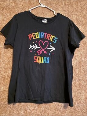 Port and Company Black 'Pediatrics Squad' Short Sleeve Tee with Rainbow Graphic